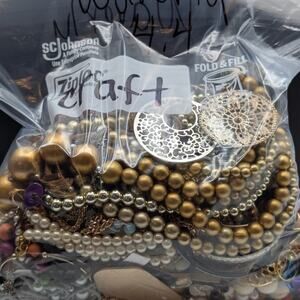 Jewelry Lot Waverly Repurpose Bag Over 4 Pounds Beads & Possible Wearable Pieces